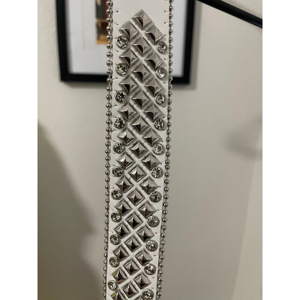 White and Silver Studded Belt - Picture 3 of 5